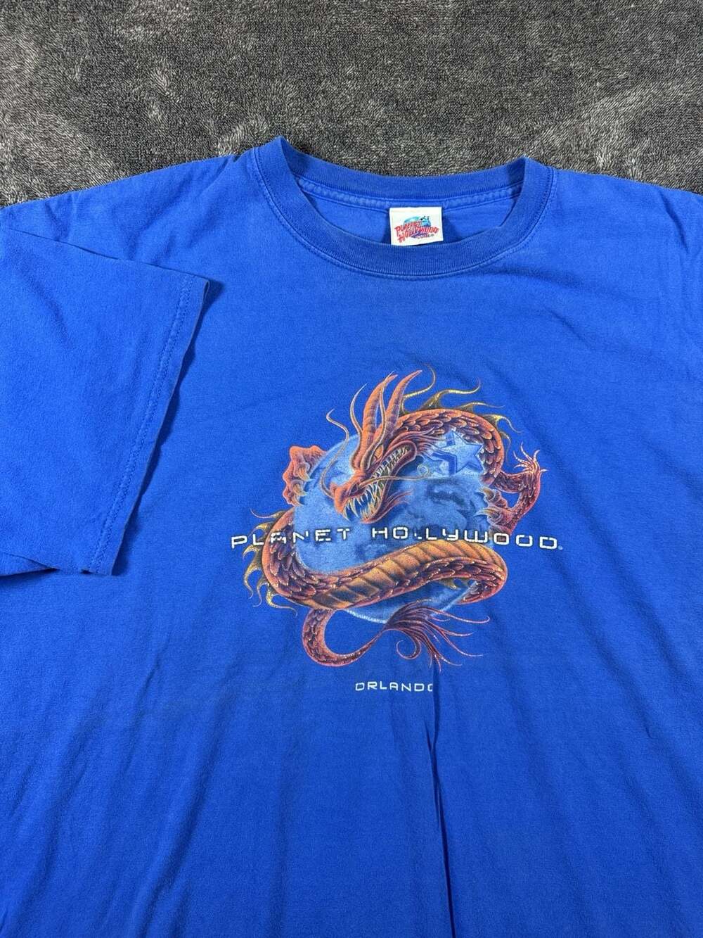 Planet Hollywood Orlando Dragon T-Shirt Blue 1998 Vintage